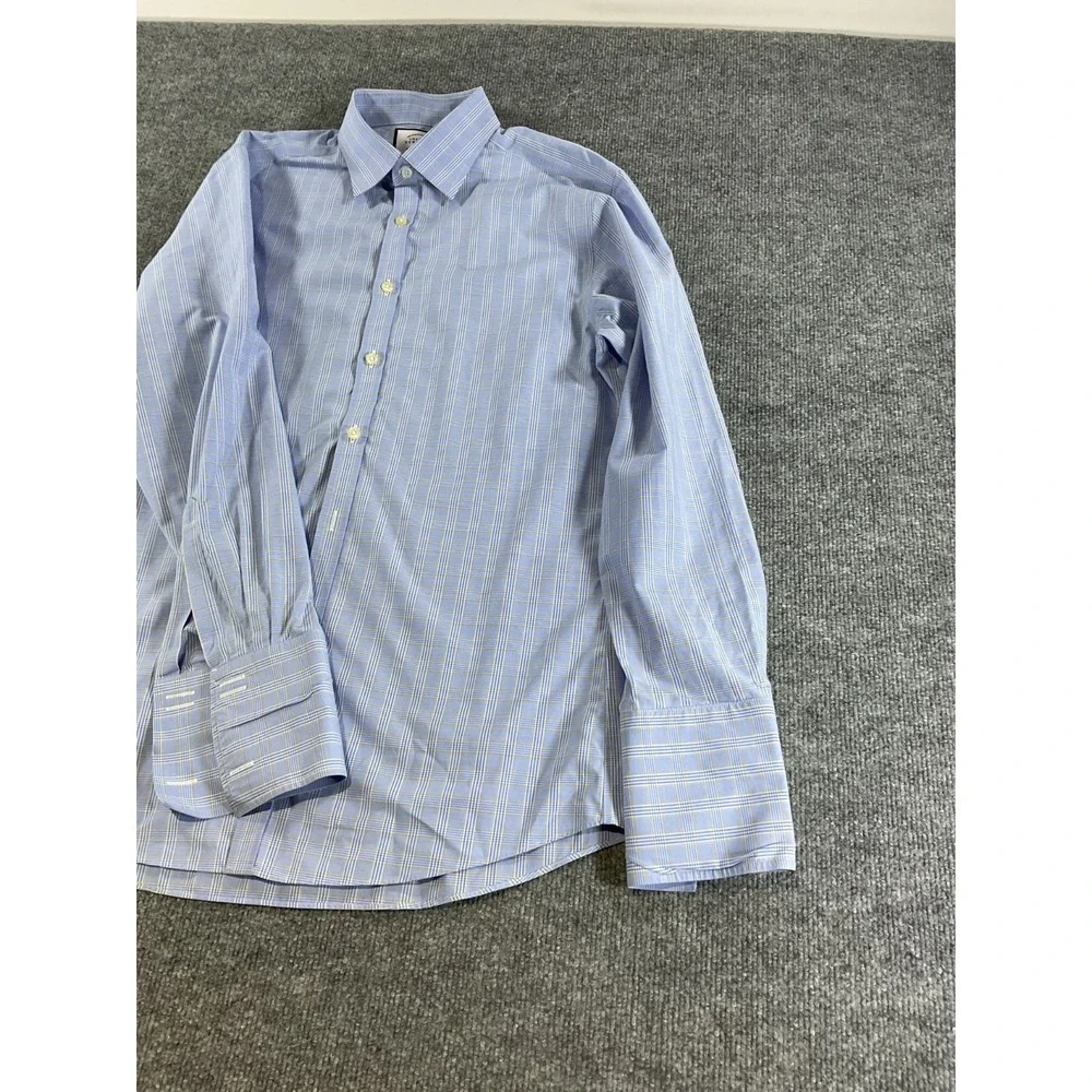 Charles Tyrwhitt Extra Slim Fit Dress Shirt 16/33 Blue Plaid Check Button Front